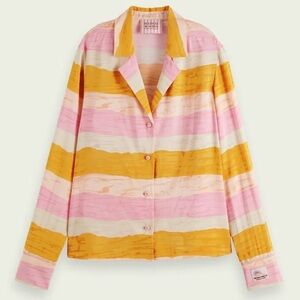 Scotch & Soda x Abel Macias pink mustard button down shirt Medium Womens